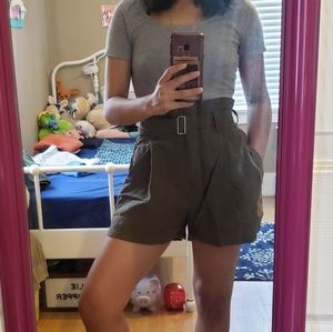 Jennifer Lopez Army Green High Rise Paperbag Short